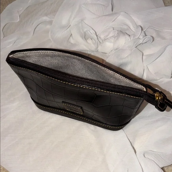 Dooney & Bourke Black Croc-Embossed Leather Pouch - Picture 12 of 17